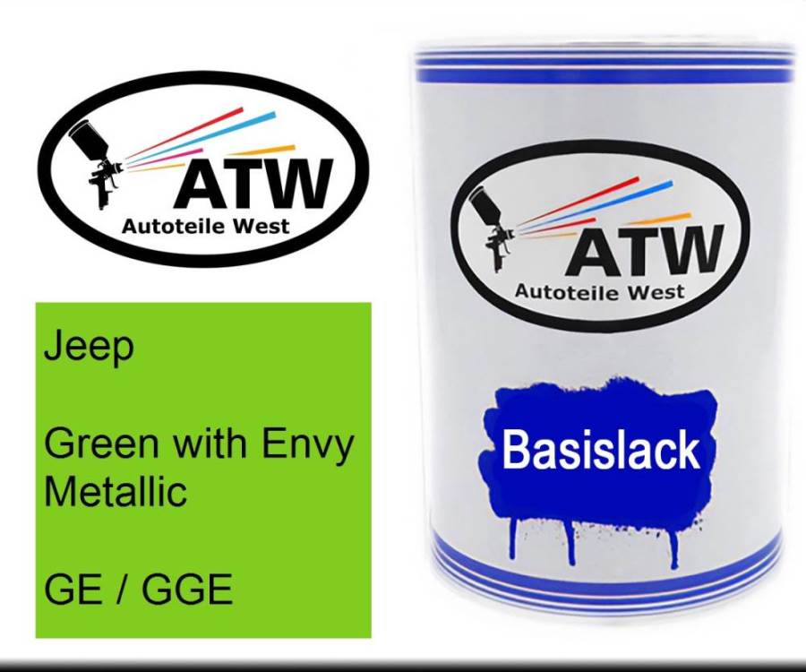 Jeep, Green with Envy Metallic, GE / GGE: 500ml Lackdose, von ATW Autoteile West.